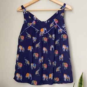 Anthropologie Maeve Mazie Elephant Print Tank Top S